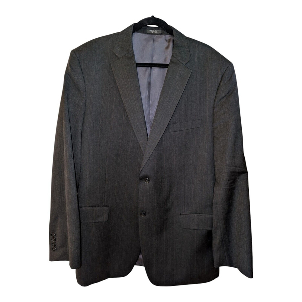 Jones New York men’s size 46L blazer sport coat dark gray 100% wool